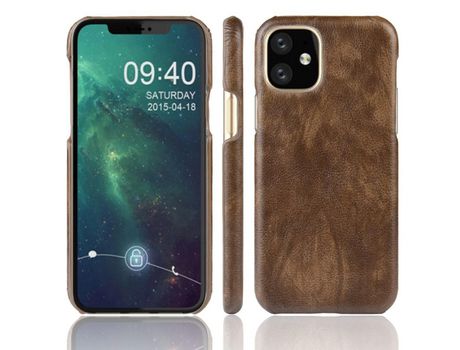Carcasa TPU + PU lichia marrom por Apple iPhone 6.5 (2019)