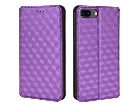 Funda PU Anti-lágrimas patrón de losango con soporte púrpura por iPhone 6 Plus/6s Plus/7 Plus/8 Plus 5.5 inch