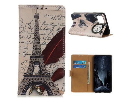 Carcasa PU impresión patrón torre eiffel y caneta de pena por Apple iPhone 6.1 (2019)