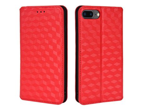 Funda PU Anti-lágrimas patrón de losango con soporte rojo por iPhone 6 Plus/6s Plus/7 Plus/8 Plus 5.5 inch