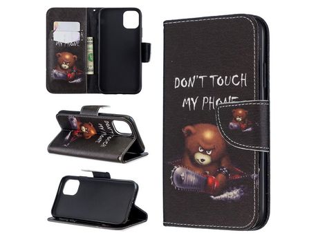Carcasa PU cobertura de estilo de impresión Llevar pardo y palavras de advertência por Apple iPhone 6.1 (2019)