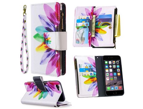 Carcasa PU estante de impresión de normas pétalas coloridas por Apple iPhone 6/6s 4.7