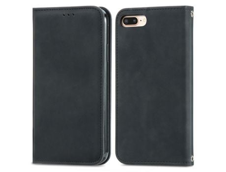 Funda TPU + PU con suporte magnético y ranhura por tarjetas negro por iPhone 6 Plus/7 Plus/8 Plus 5.5 inch