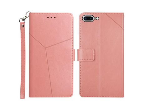 Funda PU patrón de linhas en forma de y magnético a prueba de choques rosa por iPhone 6 Plus/6s Plus/7 Plus/8 Plus 5.5 inch