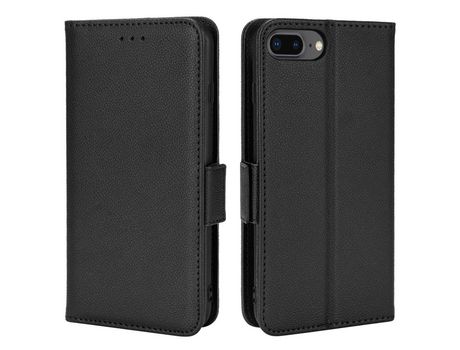 Funda PU textura de lichi negro por iPhone 6 Plus/6s Plus/7 Plus/8 Plus 5.5 inch