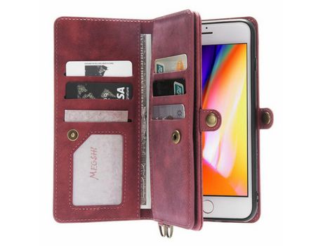 Funda PU absorción magnética rojo por iPhone 6 Plus/6s Plus/7 Plus/8 Plus 5.5 inch