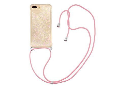 Funda TPU patrón de brilho de areia movediça con cabo ajustável corazones brilhantes por iPhone 6 Plus/6s Plus/7 Plus/8 Plus 5.5 inch