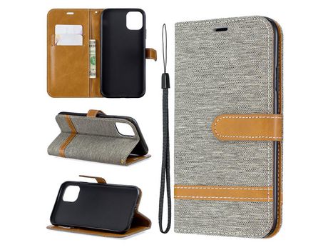 Carcasa PU pano de brim Gris por Apple iPhone 6.1 (2019)