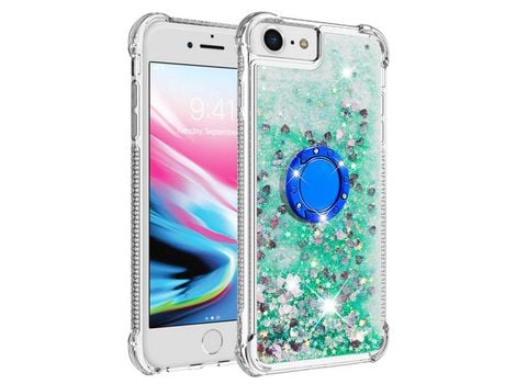 Funda TPU patrón de lantejoulas de brilho con muleta Verde/corazones por iPhone SE (2022)/SE (2020)/6 4.7 /7 4.7 /8 4.7