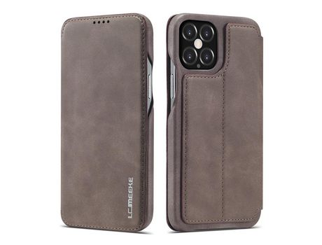 Carcasa PU estilo retro con suporte por tarjeta Gris por Apple iPhone 12 Max/Pro 6.1