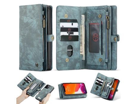 Carcasa PU multi-funcional 2-in-1 estante dividida azul por Apple iPhone 12 Pro Max 6.7