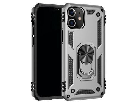 Carcasa TPU híbrido anti-queda con muleta Gris por Apple iPhone 12/12 Pro