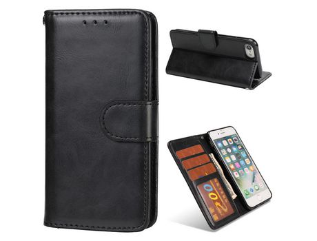 Carcasa PU caballo Enojado con apoyo negro por Apple iPhone SE (2nd Gen)/7/8