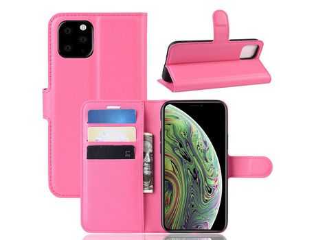 Carcasa PU rosa con apoyo por Apple iPhone 5.8 (2019)