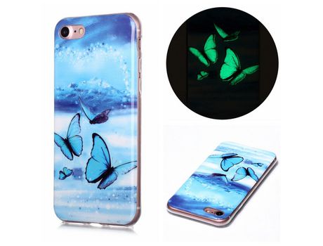 Carcasa TPU sellado luminoso polilla azul por Apple iPhone SE (2nd Gen)/8/7