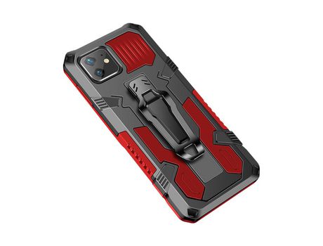 Carcasa TPU guerrero legal con suporte y recortar de cinto rojo por Apple iPhone 11 6.1