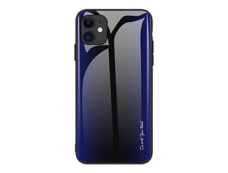 Carcasa TPU combinación de fibra de carbono y textura de vidrio azul oscuro por Apple iPhone 12 Max 6.1 /12 Pro 6.1