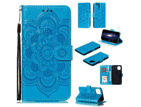 Carcasa PU teste patrón dy flor da mandala do sol azul por Apple iPhone XS/X 5.8 pouces (2019)