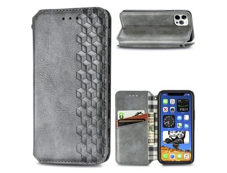 Carcasa PU efeito de diamante moderno auto-absorbido Gris por Apple iPhone 12/12 Pro