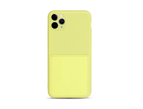 Carcasa silicona flexible con suporte de tarjeta amarelo por Apple iPhone 11 Pro 5.8