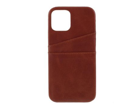 Carcasa TPU + PU con suporte de tarjeta doble castanho oscuro por Apple iPhone 12 Pro/12 Max 6.1