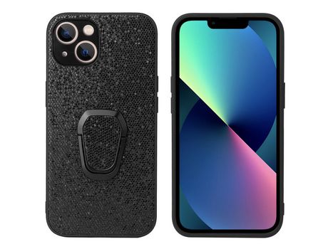 Funda TPU + PU con suporte por brilhar/negro por iPhone 13 6.1
