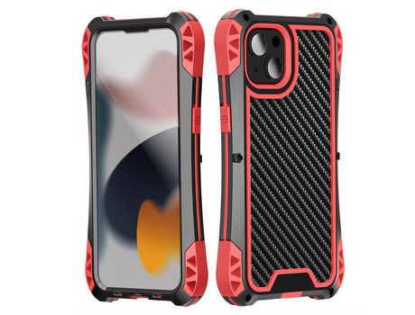 Funda silicone R-JUST a prueba de choques híbrido negro/rojo por iPhone 13 6.1