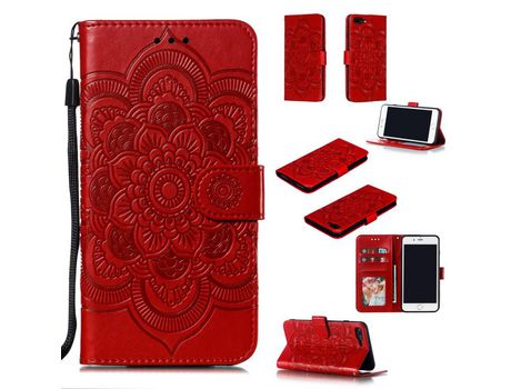Carcasa PU flor malanda flip con suporte y bandolera rojo por Apple iPhone 8 Plus/7 Plus 4.7 pouces