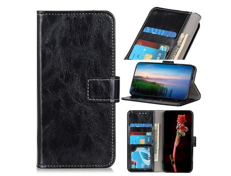 Carcasa PU vintage caballo louco negro por Apple iPhone 12 Max/12 Pro 6.1