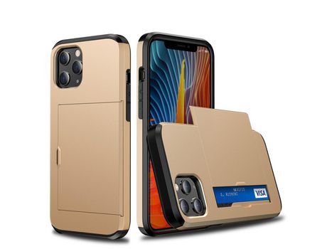 Carcasa TPU slide híbrido con suporte por tarjeta ouro por Apple iPhone 12 Max/12 Pro 6.1