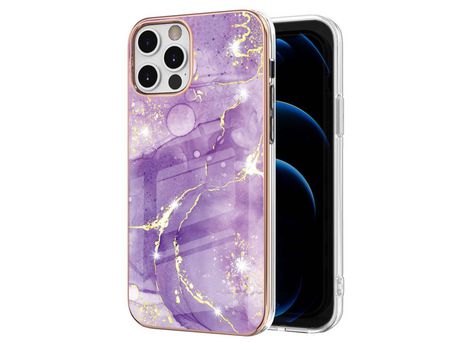 Funda TPU galvanizado patrón de mármol púrpura por iPhone 12 Pro Max 6.7