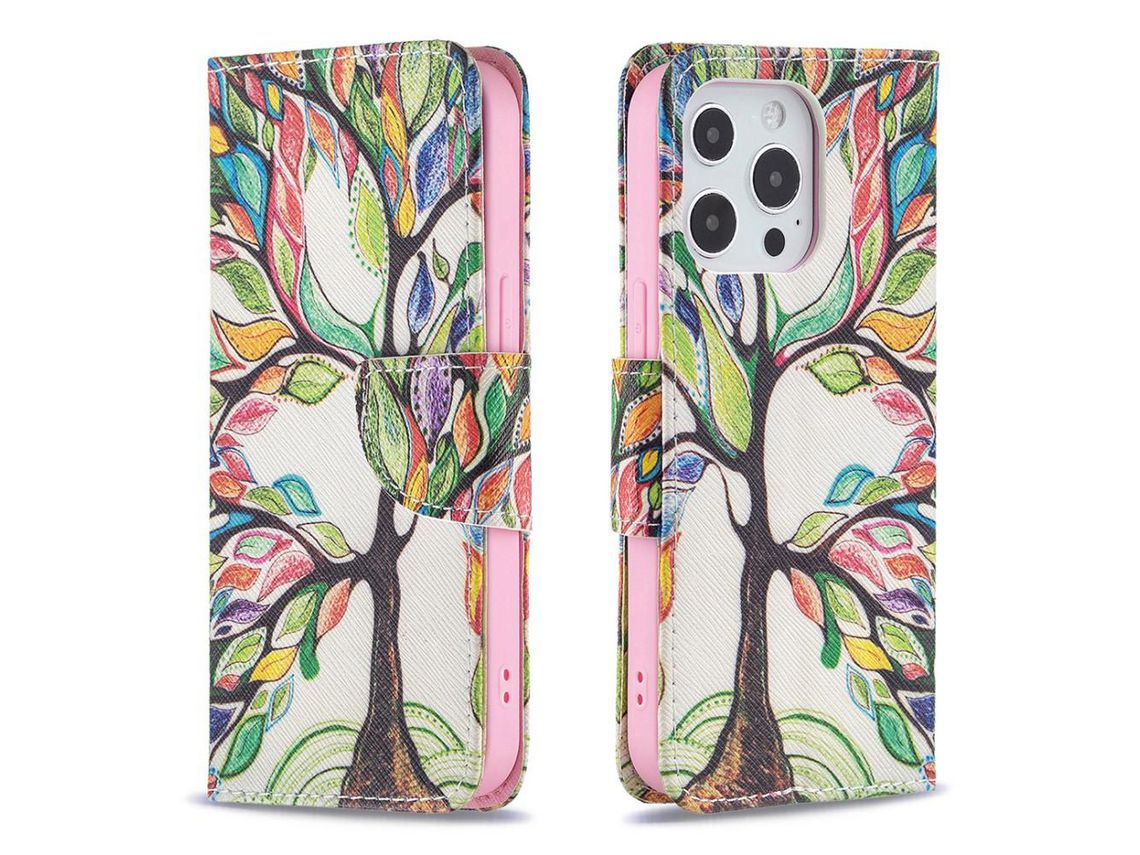 Funda PU + TPU estilo flip con suporte por árbol da vida por iPhone 13/13 Pro 6.1
