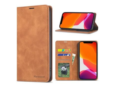 Carcasa PU toque sedoso marrom por Apple iPhone 12 Max/12 Pro 6.1