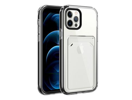 Funda TPU à prova de queda a prueba de choques transparente con porta-tarjetas negro por iPhone 13 6.1