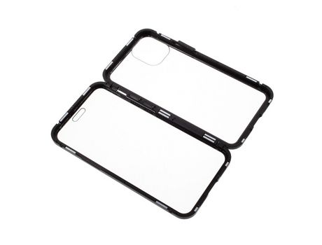 Carcasa de estructura de metal quadro de absorción magnética de dupla face negro por Apple iPhone 12 mini