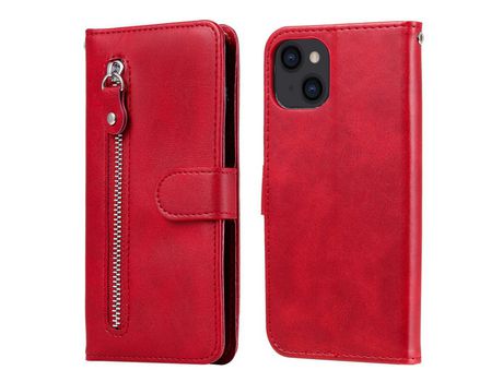 Funda PU + TPU bolso con zíper rojo por iPhone 13 6.1