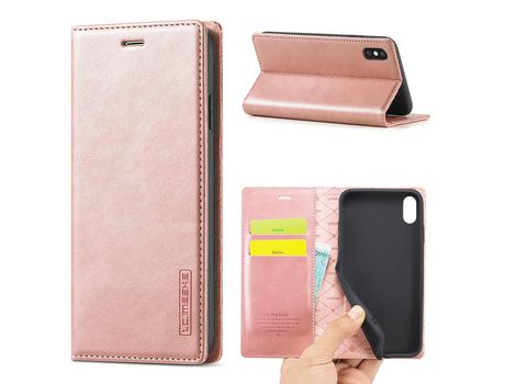 Carcasa PU forte magnético con apoyo ouro rosa por Apple iPhone XS Max