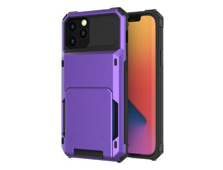 Funda TPU trava-queda porta-tarjetas híbrido púrpura por iPhone 13 6.1