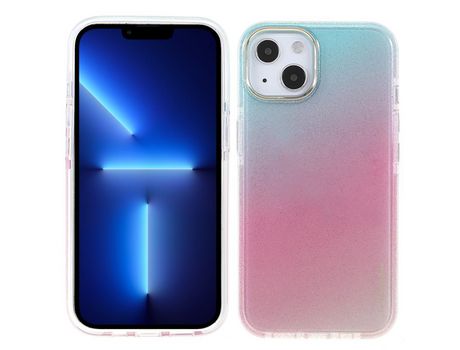 Funda TPU KINGXBAR bling sparkle shimmer rosa anti-slick híbrido por iPhone 13 6.1