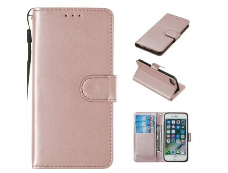 Carcasa PU con suporte ouro rosa por Apple iPhone 7 4.7 pouces