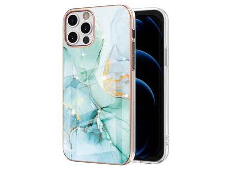Funda TPU galvanizado patrón de mármol verde por iPhone 12 Pro Max 6.7