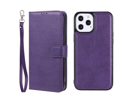 Funda PU + TPU anti-queda magnético 2 en 1 con suporte púrpura por iPhone 12 Pro Max 6.7