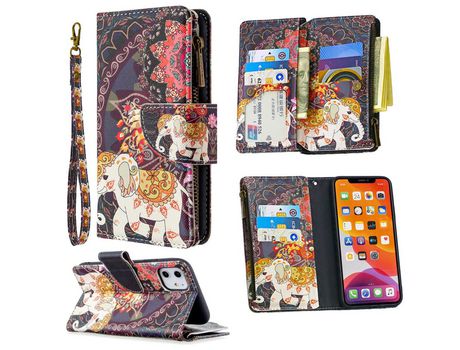Carcasa PU estante de impresión patrón elefante por Apple iPhone 11 6.1