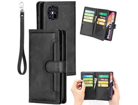 Carcasa PU con varios titulares de tarjeta negro por Apple iPhone 12 Pro Max 6.5