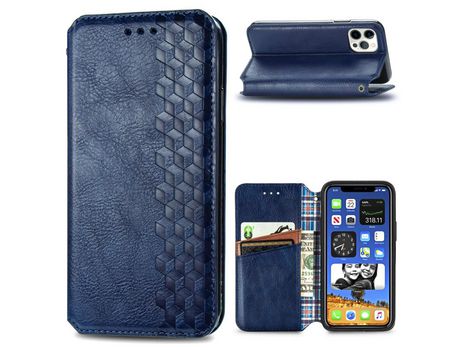 Carcasa PU efeito de diamante moderno auto-absorbido azul por Apple iPhone 12/12 Pro