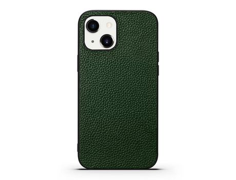 Funda TPU + couro genuino textura de lichi cortada con precisão verde a prueba de choques por iPhone 13 mini 5.4