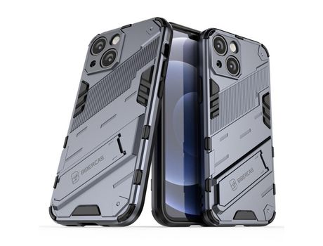 Funda TPU camada dupla resistente con suporte prateado por iPhone 13 mini 5.4