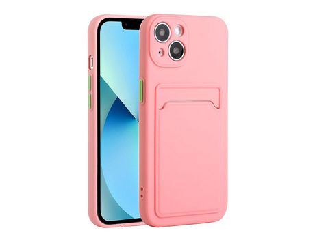 Funda TPU flexível con porta-tarjetas rosa por iPhone 13 mini 5.4