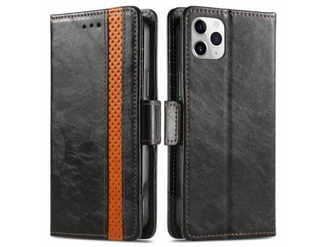 Funda PU CASENEO con soporte negro por iPhone 11 Pro 5.8
