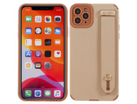 Funda TPU + microfibra con suporte de pulso caqui por iPhone 11 Pro Max 6.5